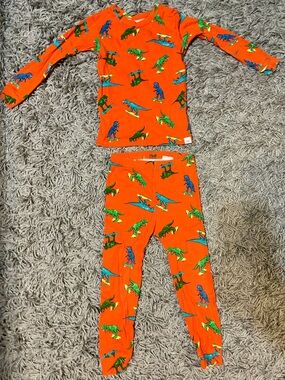 GAP Orange Dinosaur Pajama Set with Blue & Green Dinosaurs